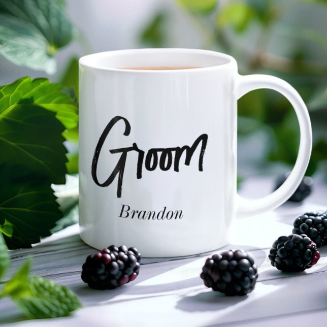 Groom Black White Wedding Mug (Creator Uploaded)