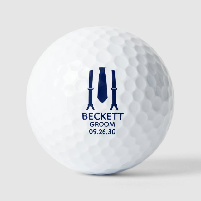 Groom Blue Tie Golf Balls (Front)