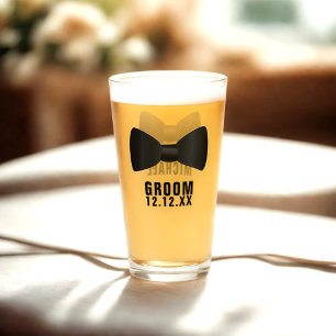 Groom Bow Tie Bachelor Party Wedding Favor Glass