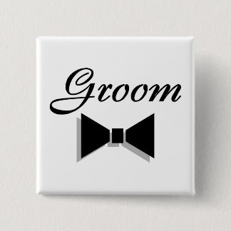 Groom Bowtie 15 Cm Square Badge
