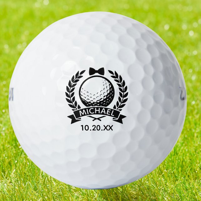 Groom Bowtie Best Man Wedding Elegant Personalized Golf Balls (Creator Uploaded)