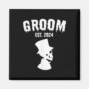 Groom Bride 2024 Skeleton Couples Matching Wedding Magnet