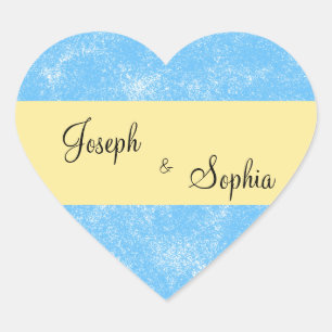 Groom & Bride Blue Sponge Heart Shape Stickers