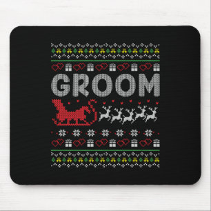 Groom Bride Christmas Xmas Ugly Matching Couple Gi Mouse Pad