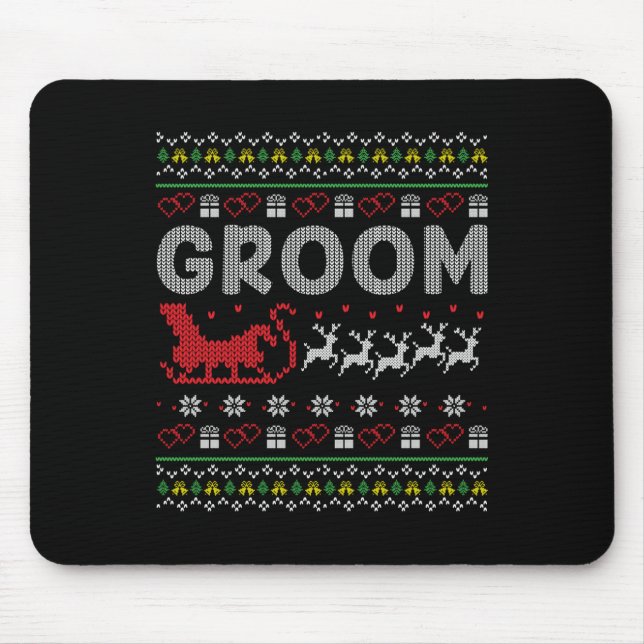 Groom Bride Christmas Xmas Ugly Matching Couple Gi Mouse Pad (Front)