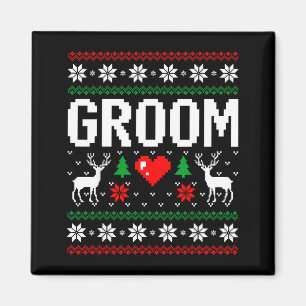Groom bride engaged married couple ugly christmas magnet