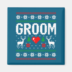 Groom bride engaged married couple ugly christmas magnet