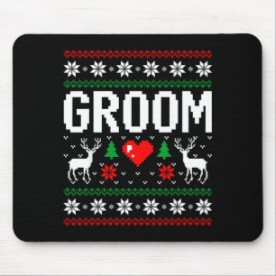 Groom bride engaged married couple ugly christmas mouse pad