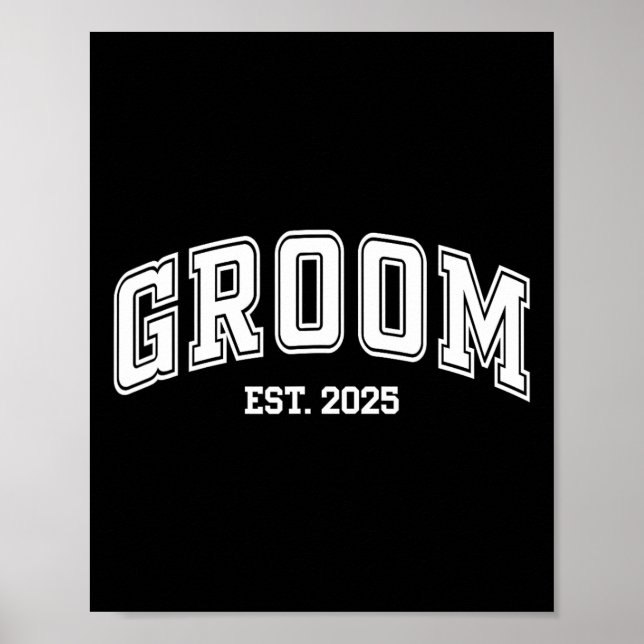Groom Bride Est. 2025 Retro Just Married Couples W Poster (Front)
