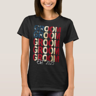 Groom Bride Est. 2025 Us Flag Just Married Couples T-Shirt