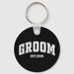 Groom bride est 2026 retro married couples wedding key ring