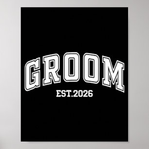 Groom bride est 2026 retro married couples wedding poster