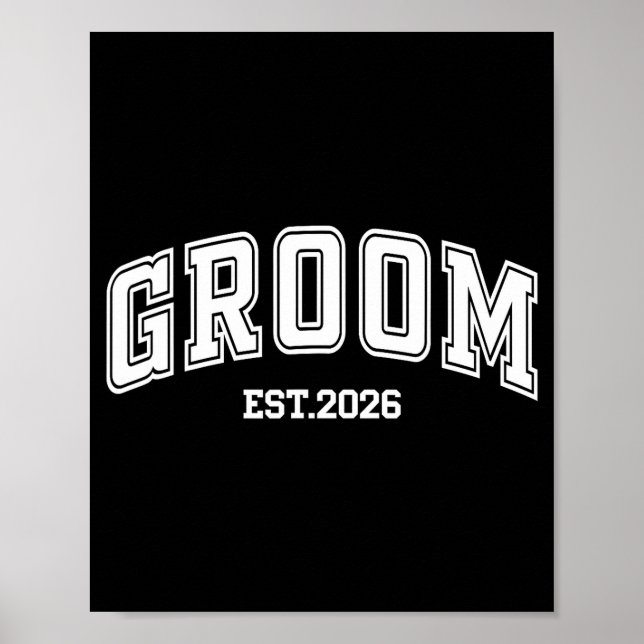 Groom bride est 2026 retro married couples wedding poster (Front)