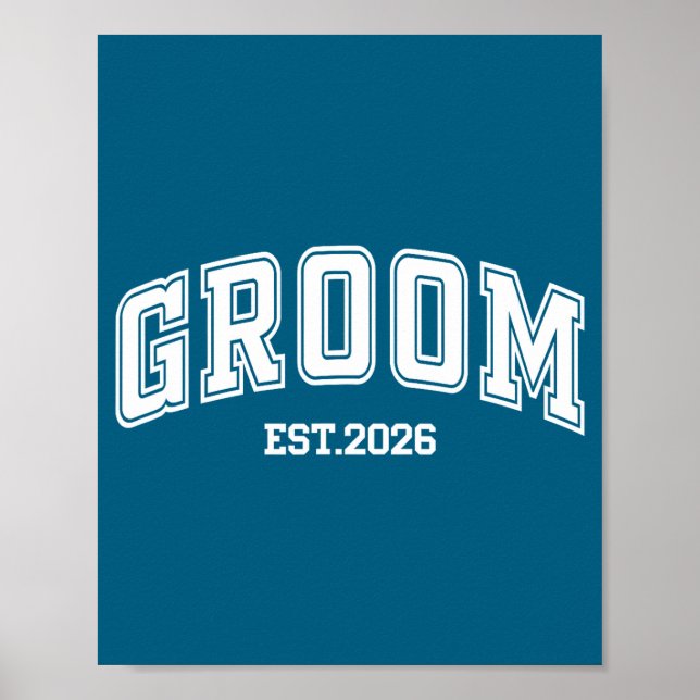 Groom bride est 2026 retro married couples wedding poster (Front)