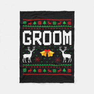 Groom bride married couple ugly christmas sweater fleece blanket