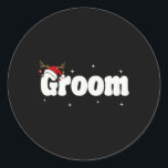 Groom Bride Santa Couples Christmas Outfits Xmas P Classic Round Sticker<br><div class="desc">Groom Bride Santa Couples Christmas Outfits Xmas Pyjamas</div>