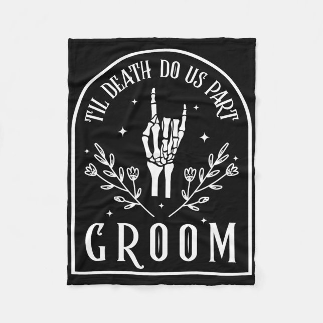 Groom Bride Skeleton Gothic Halloween Engagement W Fleece Blanket (Front)