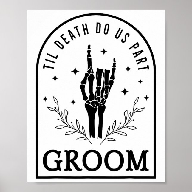 Groom Bride Skeleton Gothic Halloween Engagement W Poster (Front)