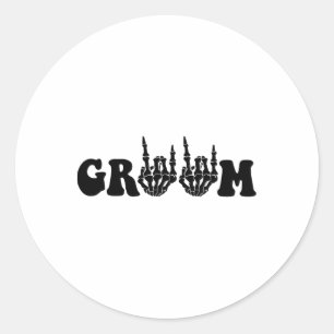 Groom Bride Skeleton Gothic Halloween Wedding Bach Classic Round Sticker