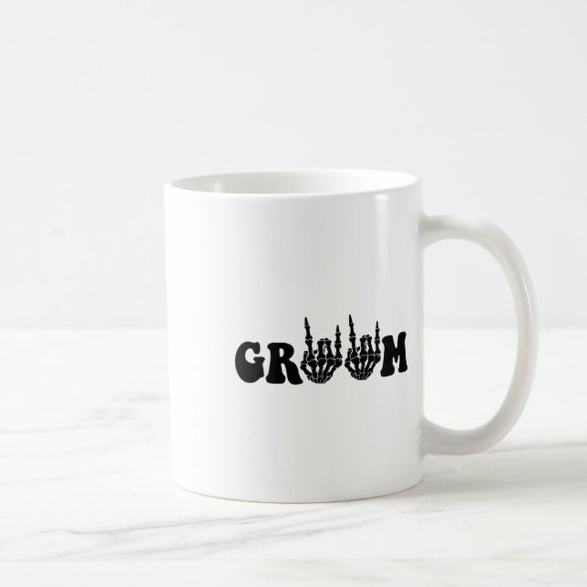 Groom Bride Skeleton Gothic Halloween Wedding Bach Coffee Mug (Right)