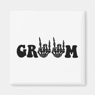Groom Bride Skeleton Gothic Halloween Wedding Bach Magnet