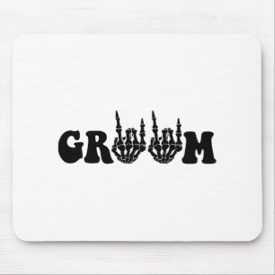 Groom Bride Skeleton Gothic Halloween Wedding Bach Mouse Pad