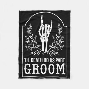 Groom Bride Skeleton Hand Couples Matching Wedding Fleece Blanket