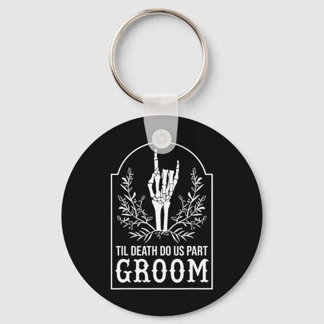 Groom Bride Skeleton Hand Couples Matching Wedding Key Ring (Front)