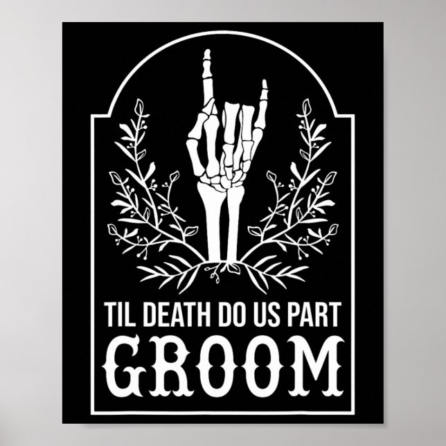 Groom Bride Skeleton Hand Couples Matching Wedding Poster (Front)