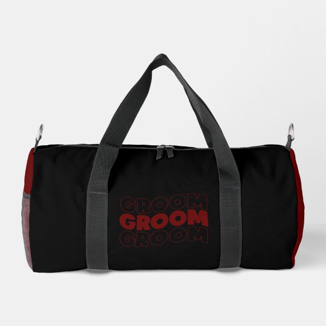 GROOM Burgundy White  Duffle Bag (Back)