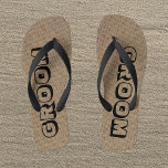 Groom Burlap Look Flip Flops<br><div class="desc">The Groom Flip Flops feature a tan burlap look in the background with the word "GROOM" written at an angle on the shoes.  Copyright Kathy Henis</div>