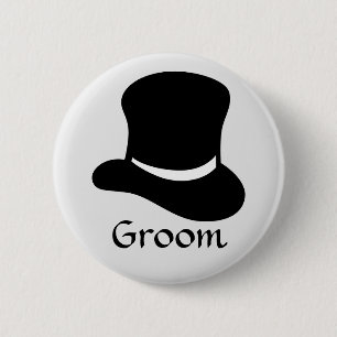 "Groom" Button with Top Hat