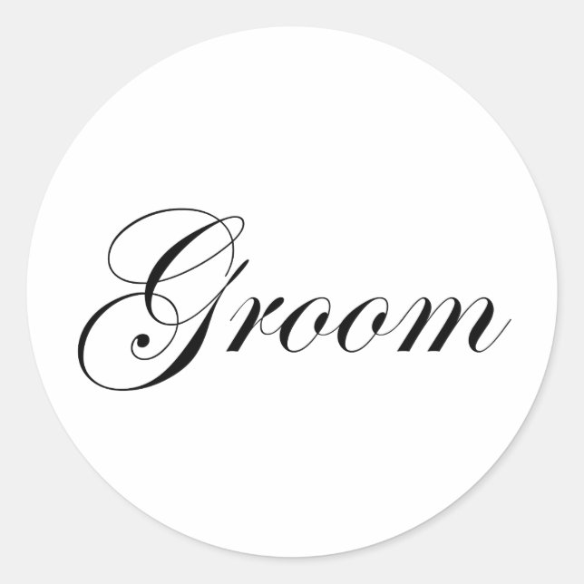 Groom Classic Round Sticker (Front)