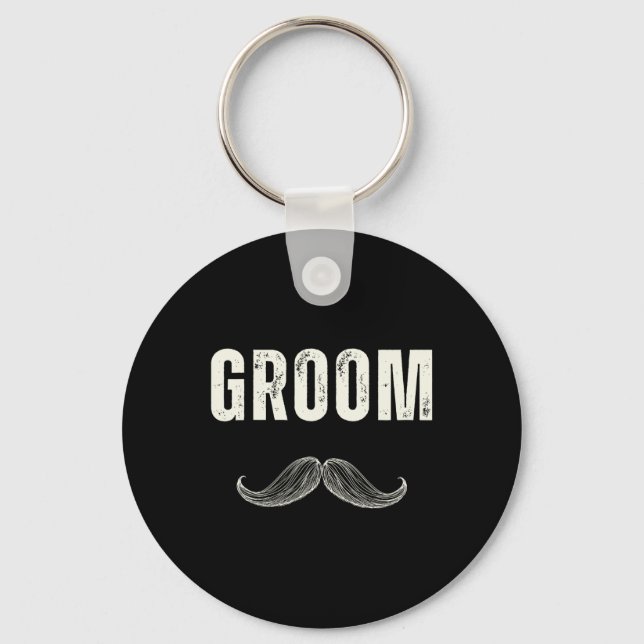 Groom Costume With Moustache - Groom's Party  Key Ring (Front)