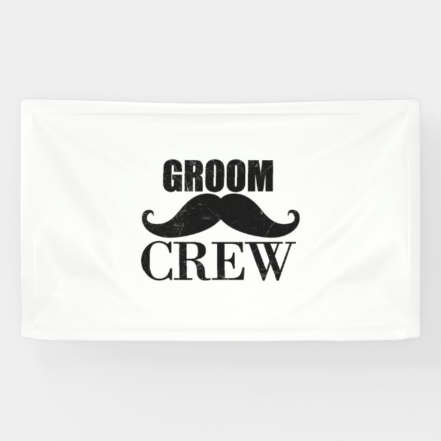Groom Crew Bachelor Party Wedding Black Grunge Banner (Horizontal)