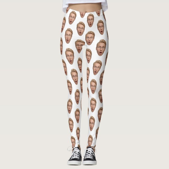 Groom Custom Face Funny Bachelorette Party Leggings (Front)