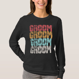 Groom Cute Retro Engagement Wedding Bachelor Party T-Shirt