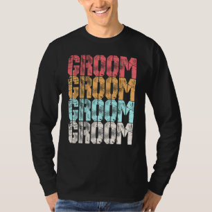 Groom Cute Retro Engagement Wedding Bachelor Party T-Shirt