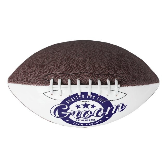 Groom Drafted for Life Team Captain Personalized Football (Front)
