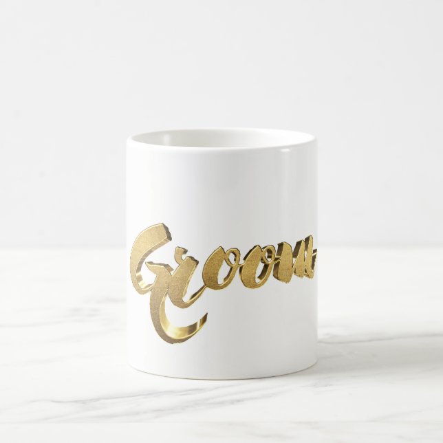 Groom Elegant Typography Gold Look Text Coffee Mug (Center)