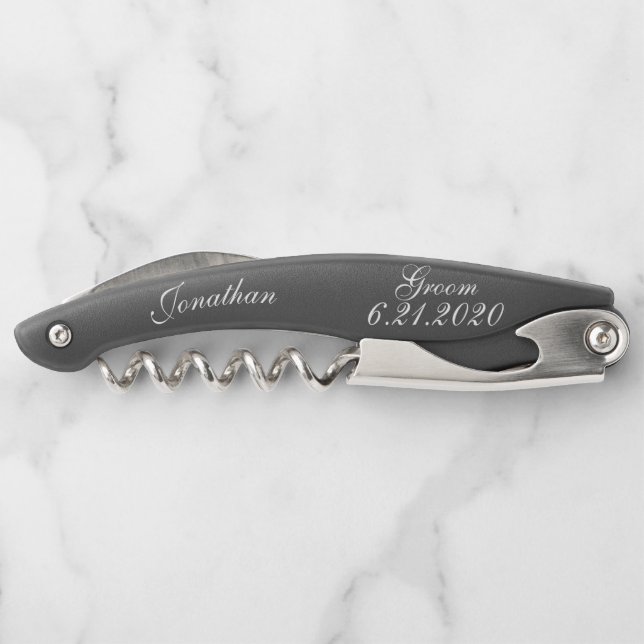 Groom Elegant Wedding Corkscrews (Back)