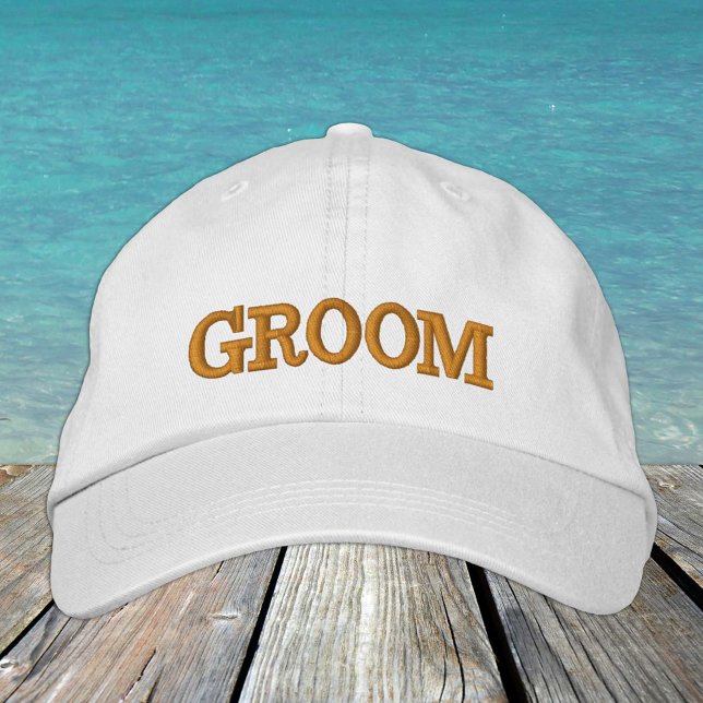 GROOM embroidered baseball cap gold / white (Creator Uploaded)
