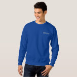 Groom Embroidered Sweatshirt<br><div class="desc">For the Groom shown is a royal-blue long sleeve pullover sweatshirt to relax in. White embroidered text on the front upper left chest area.
Customise this item or buy as shown.</div>