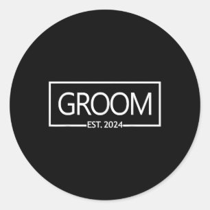 Groom Est. 2024 Future Husband Bachelor Party Wedd Classic Round Sticker