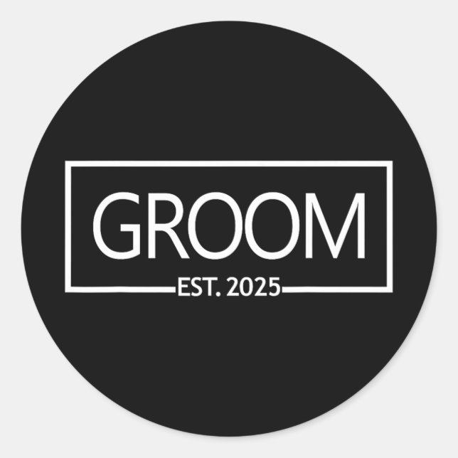 Groom Est. 2025  Classic Round Sticker (Front)