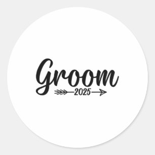 Groom Est. 2025 Married Wedding Engagement  Classic Round Sticker