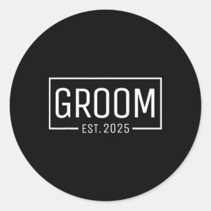 Groom Est. 2025 Married Wedding Engagement Getting Classic Round Sticker