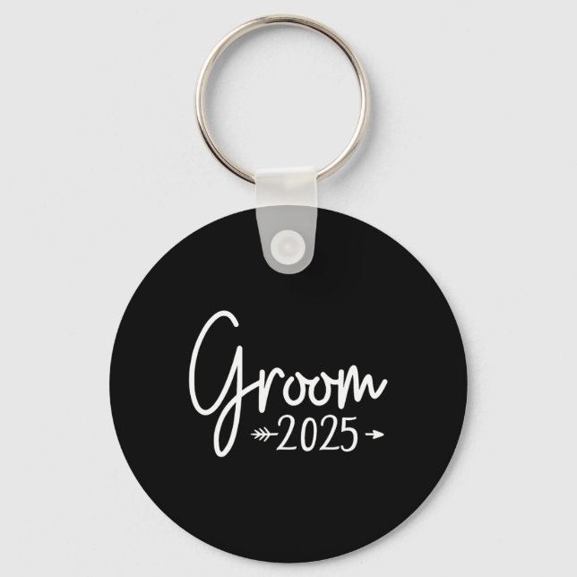 Groom Est 2025 Married Wedding Engagement Getting  Key Ring (Front)