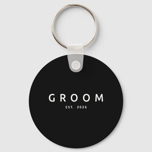 Groom Est 2026 Future Husband Bachelor Party Key Ring (Front)