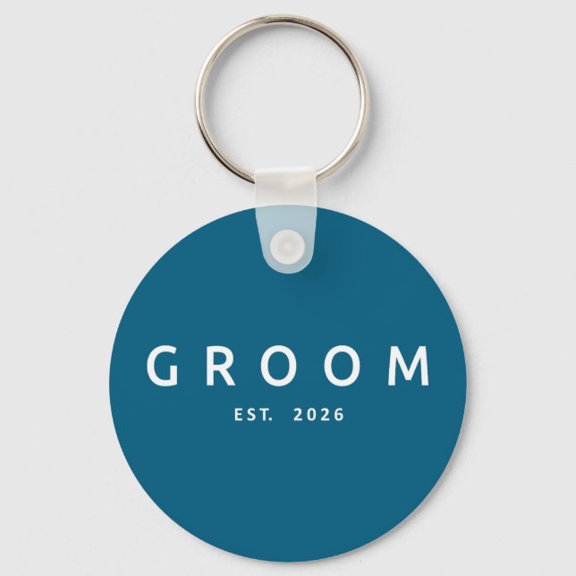 Groom est 2026 future husband bachelor party key ring (Front)